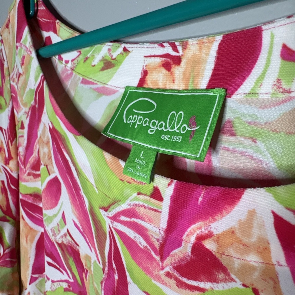 PAPPAGALLO Erika Bright Floral Midi Dress Sz Large Resort Wear Beach Happy - Picture 7 of 7